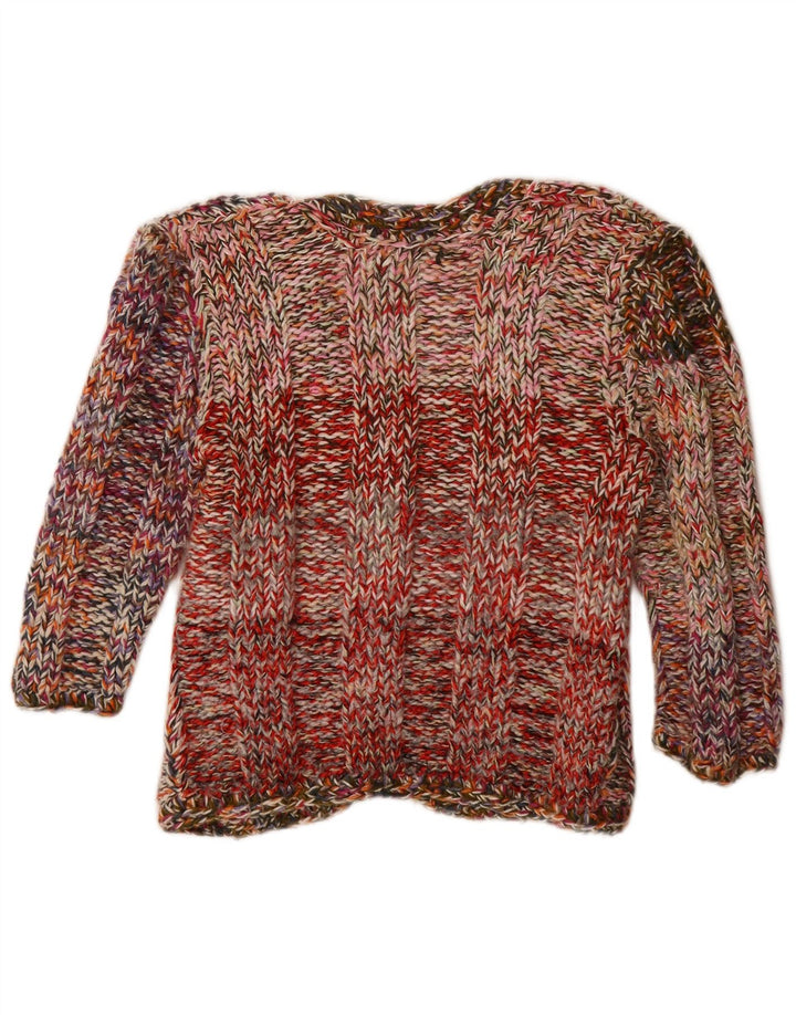Suéter cardigã feminino vintage manga 3/4 Reino Unido 12 médio multicolorido