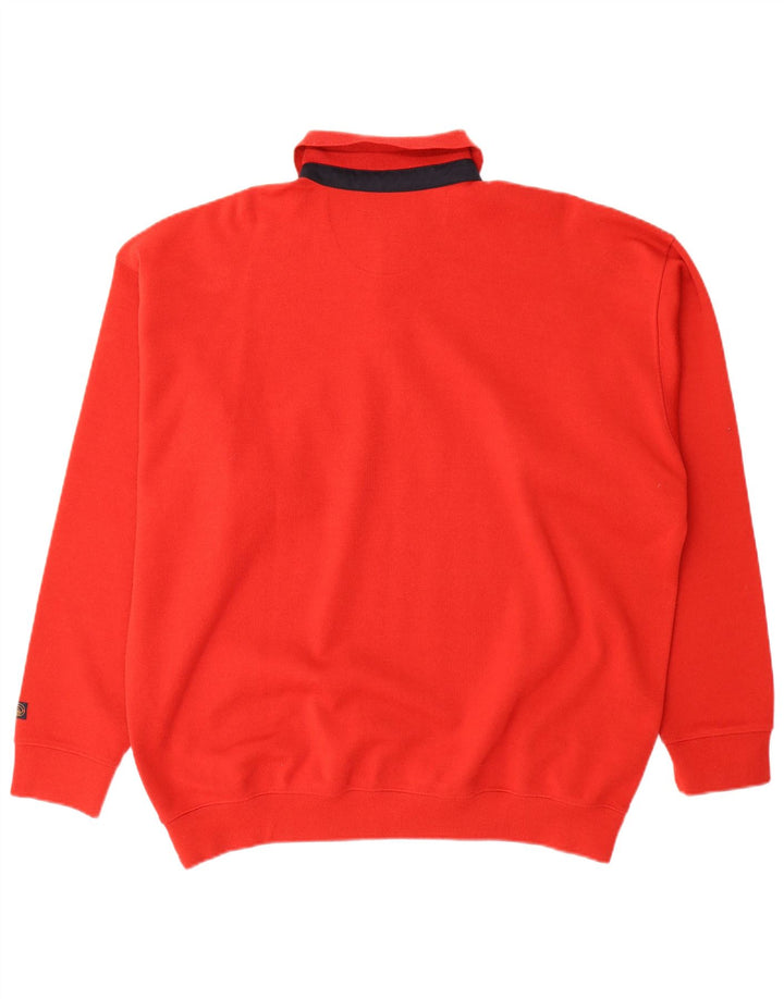 Suéter masculino VINTAGE com gola polo 2XL lã vermelha