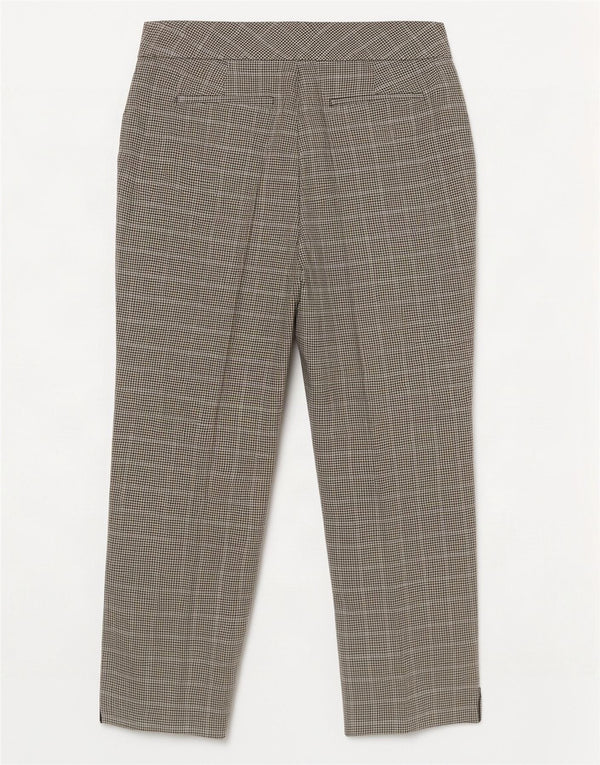 Zara Calça Chino Feminina Crop Slim Grande W30 L26 Bege Houndstooth