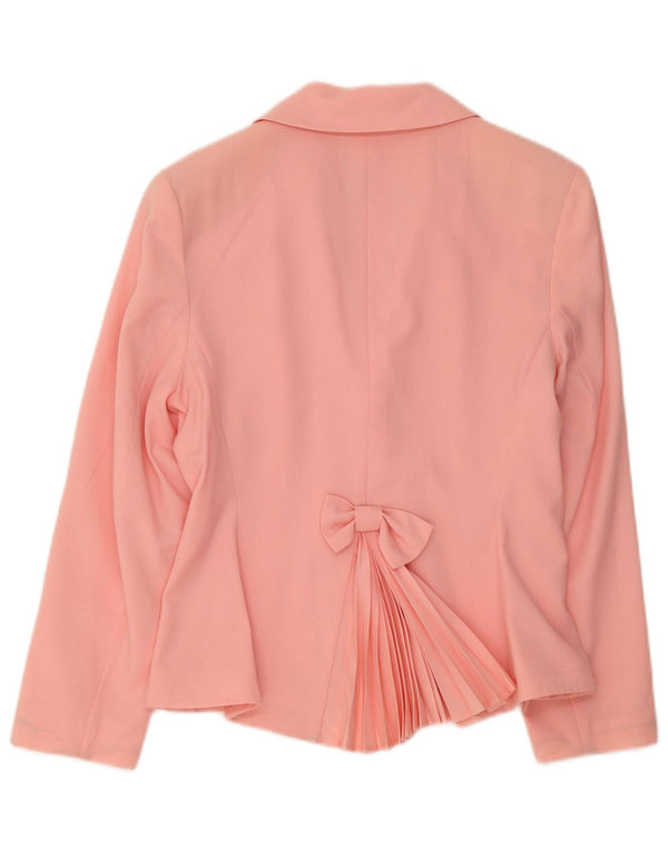 Laura Biagiotti Jaqueta blazer feminina com peito duplo 13-14 anos lã rosa