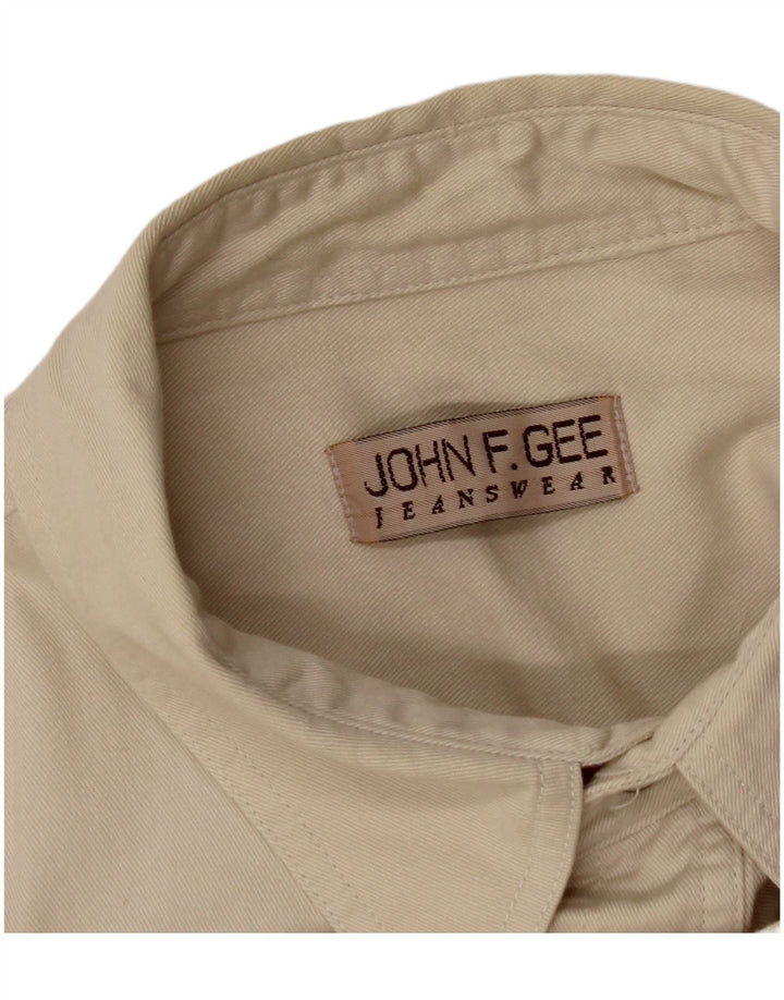 JOHN F GEE Camisa masculina sem mangas médio bege
