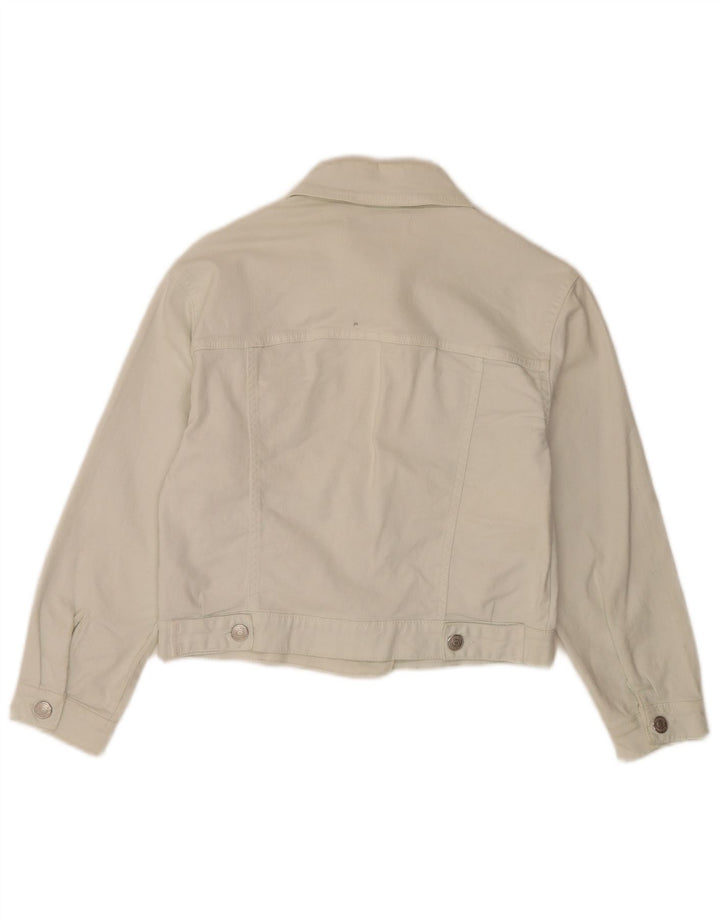 Jaqueta jeans feminina Zara UK 6 XS algodão branco
