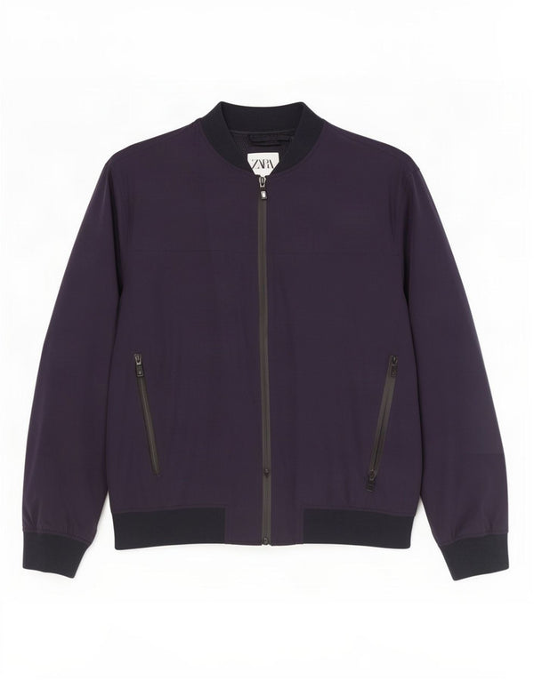 Jaqueta bomber masculina Zara IT 44 XL azul marinho nylon