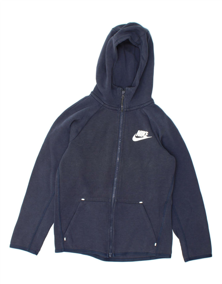 NIKE Boys Zip Hoodie Sweater 10-11 Years Medium Navy Blue Cotton Vintage Nike and Second-Hand Nike from Messina Hembry 