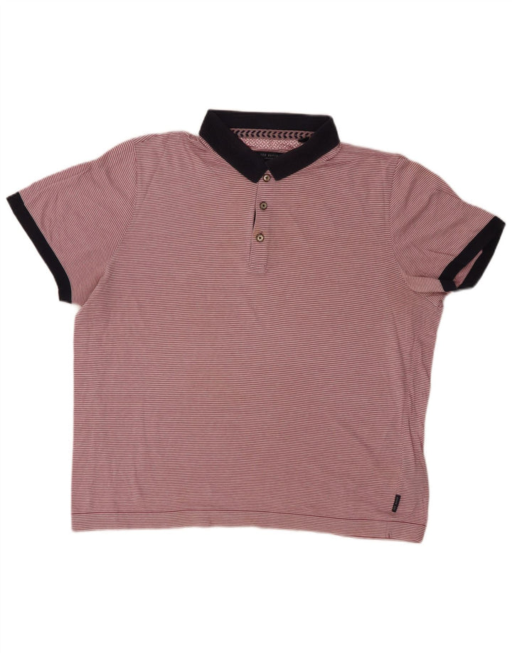 Camisa polo masculina TED BAKER tamanho 5 XL algodão listrado rosa