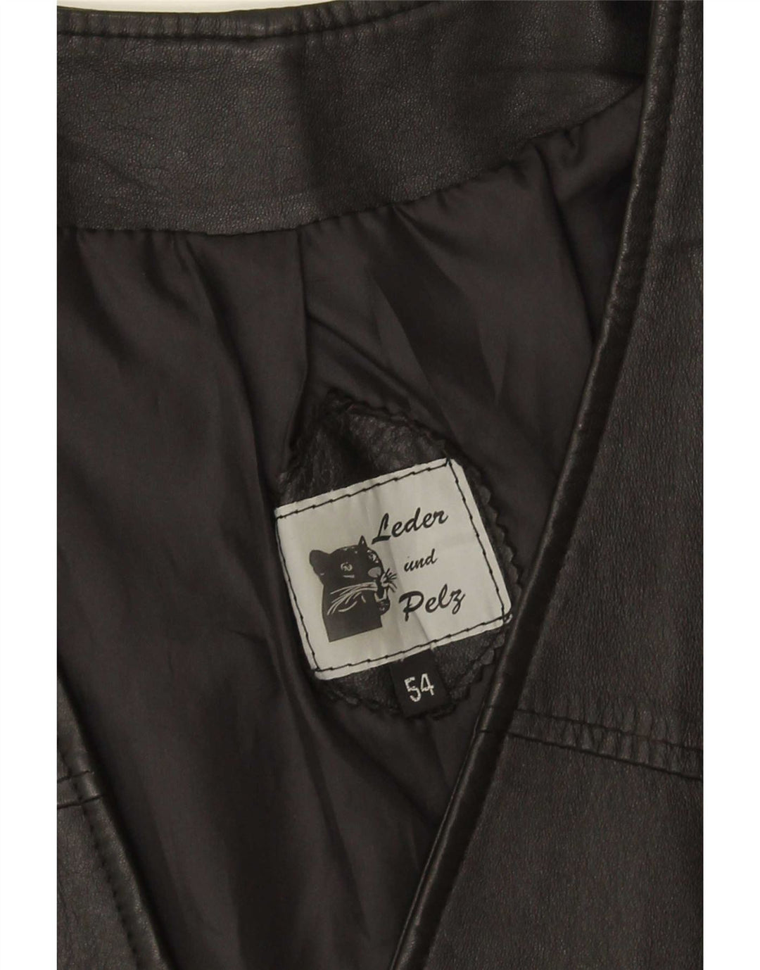 Colete de couro feminino vintage IT 54 3XL preto