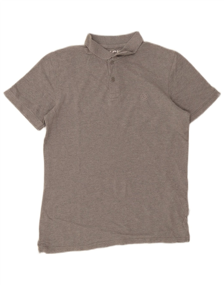 Camisa polo masculina Jack & Jones pequena cinza algodão