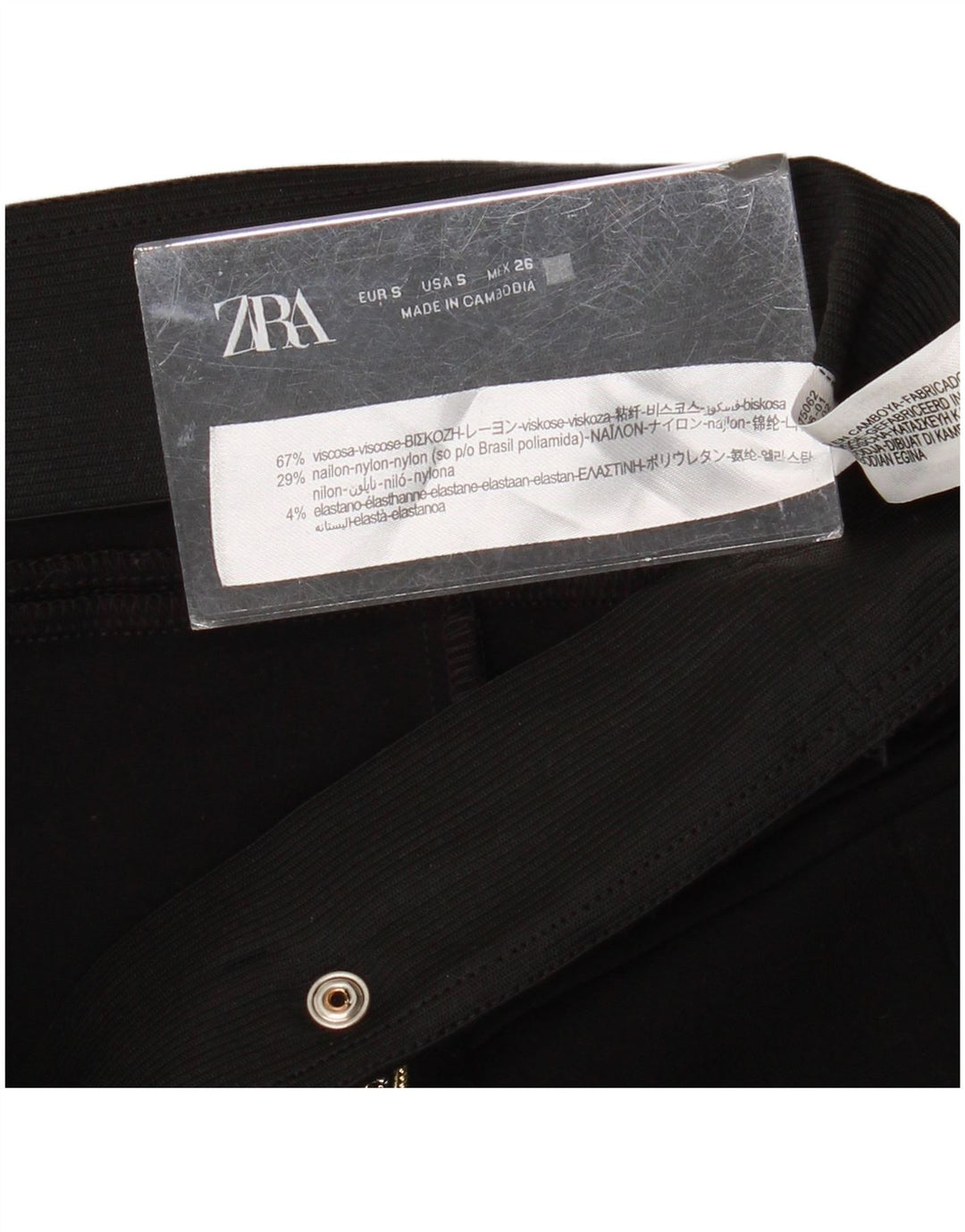 ZARA Calça feminina casual skinny pequena W26 L27 preta viscose