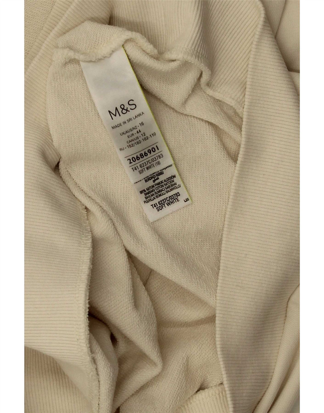 Suéter feminino Marks & Spencer Reino Unido 16 grande algodão branco