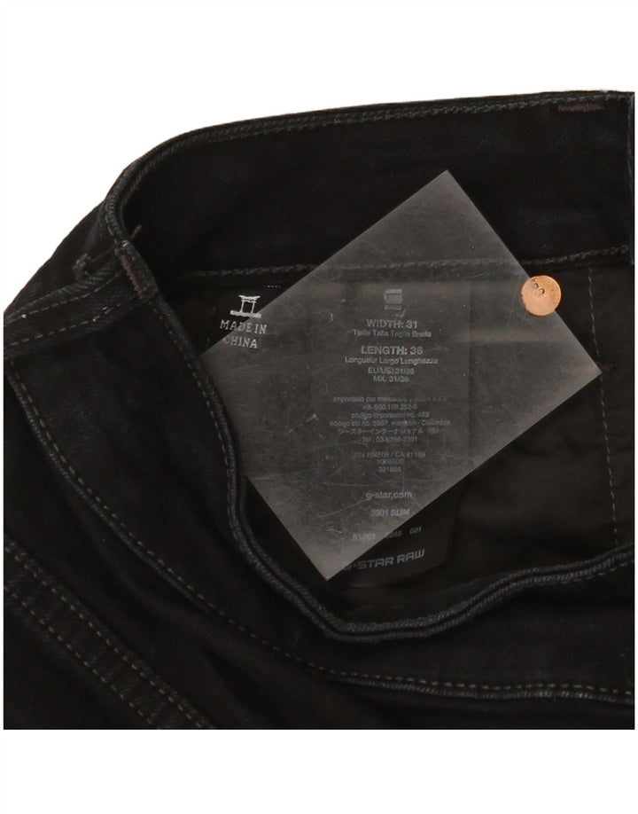 G-Star Masculino 3301 Slim Jeans W31 L36 Algodão Preto