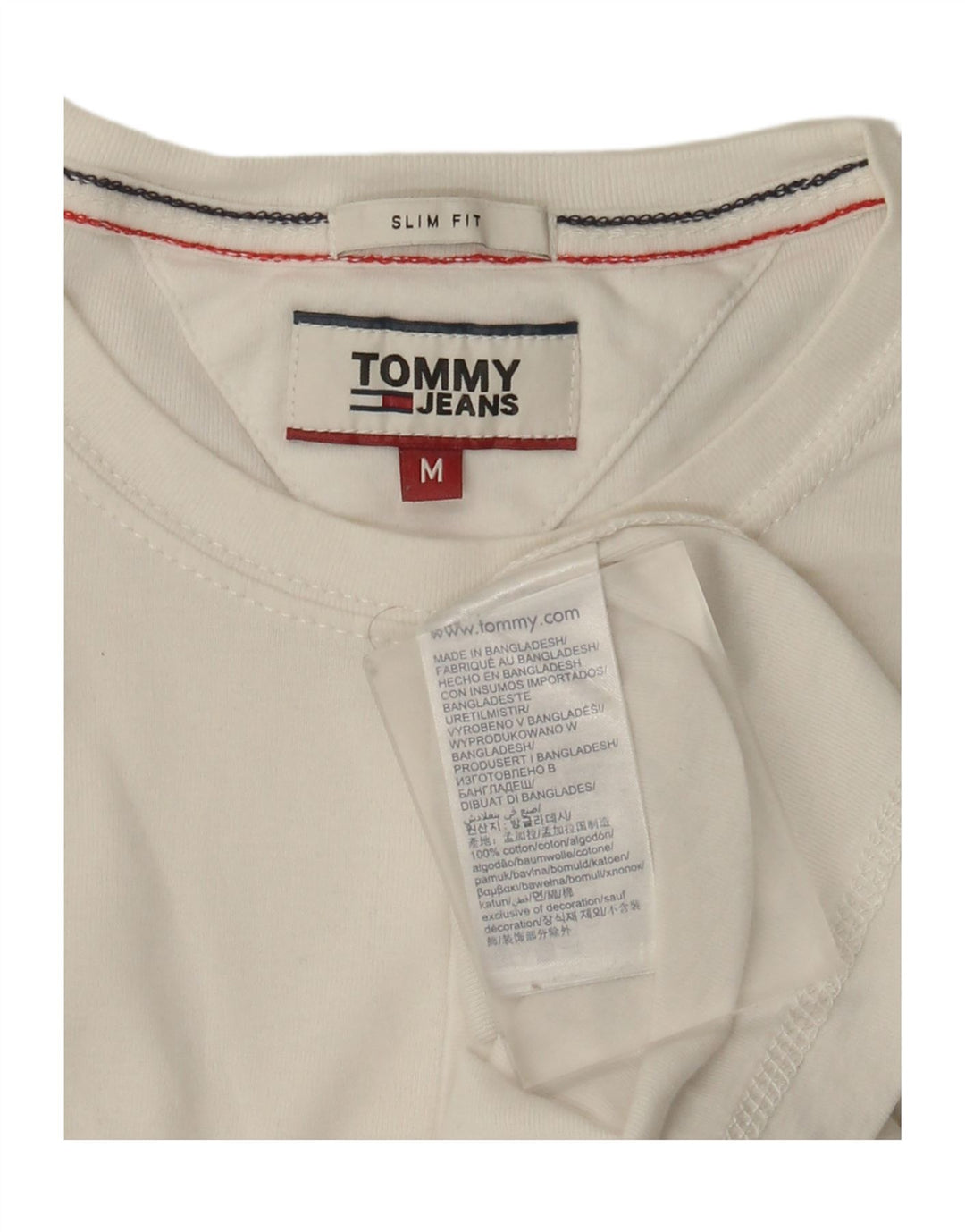 Tommy Hilfiger Mens Slim Fit Top Manga Longa Médio Algodão Branco