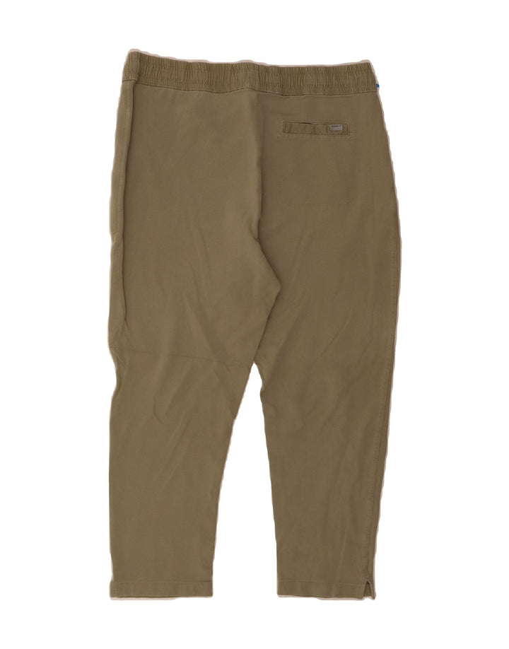 EDDIE BAUER Womens Slim Cropped Trousers Large W34 L25 Khaki Cotton Vintage Eddie Bauer and Second-Hand Eddie Bauer from Messina Hembry 