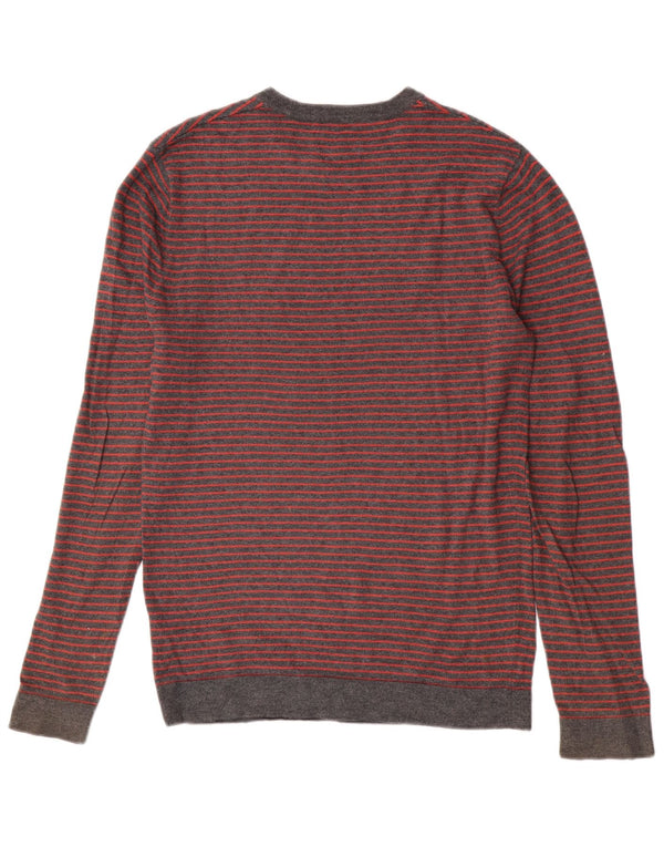 Jack Wills Suéter masculino com gola redonda XS algodão listrado cinza
