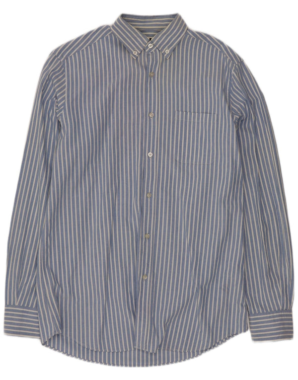 Camisa masculina Massimo Dutti de algodão listrado azul médio