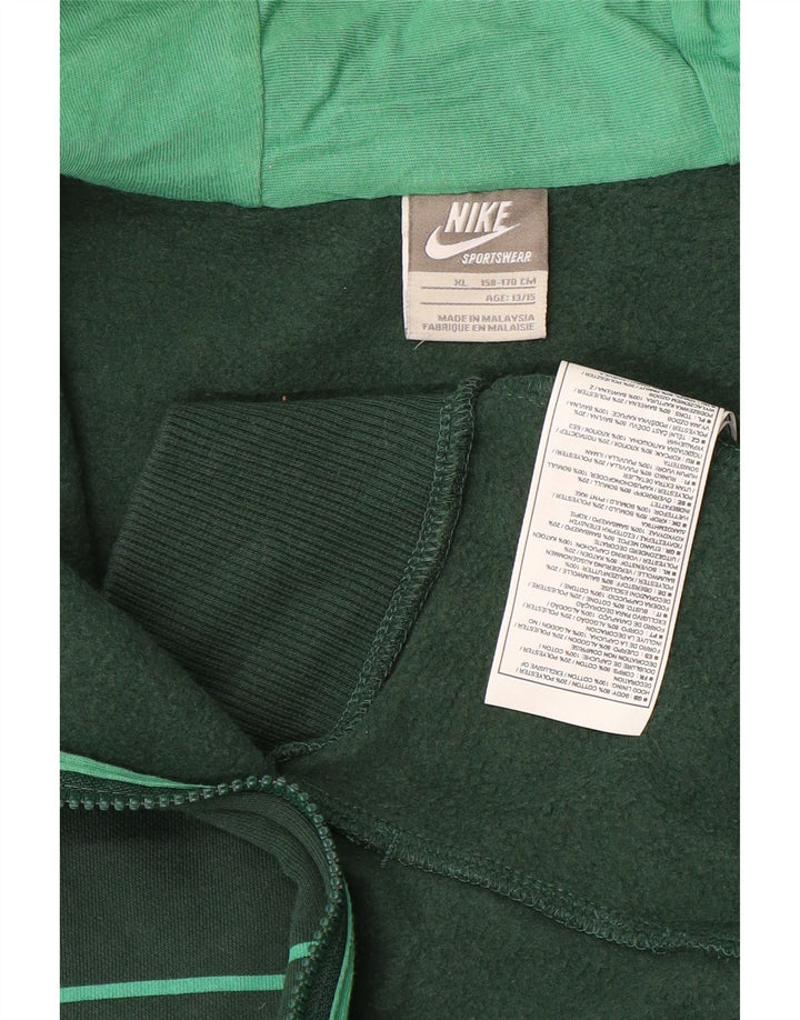 Suéter NIKE Boys Graphic Zip com capuz 13-14 anos XL verde listrado algodão