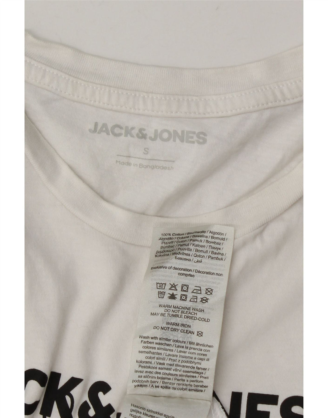 Camiseta masculina gráfica Jack & Jones Top pequeno algodão branco
