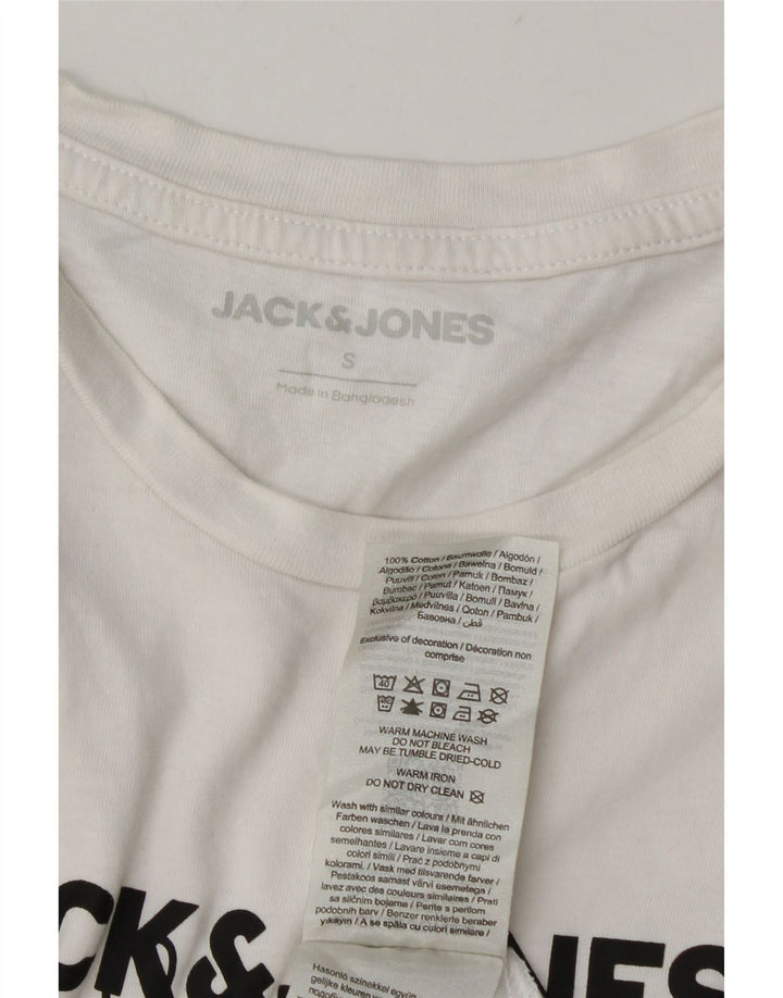 Camiseta masculina gráfica Jack & Jones Top pequeno algodão branco