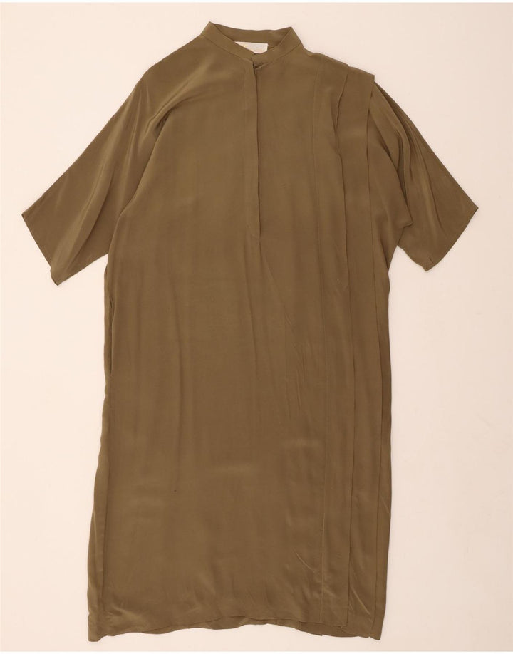 DELBA Vestido feminino oversized IT 42 seda cáqui médio