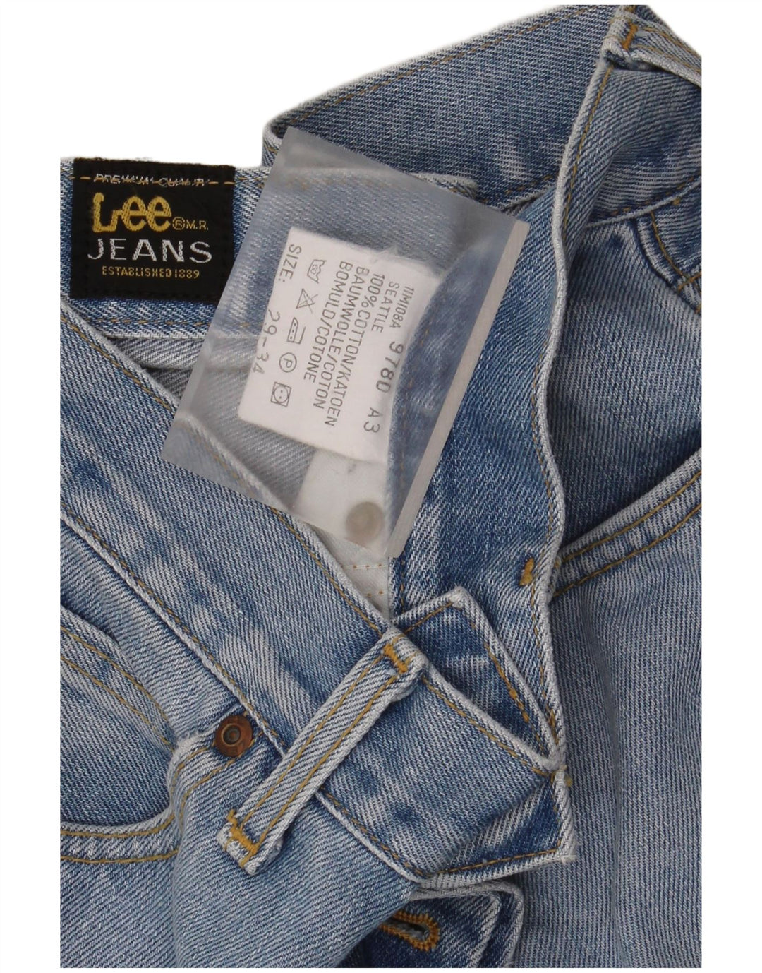 Lee Mens Seattle Straight Jeans W29 L24 Azul Algodão