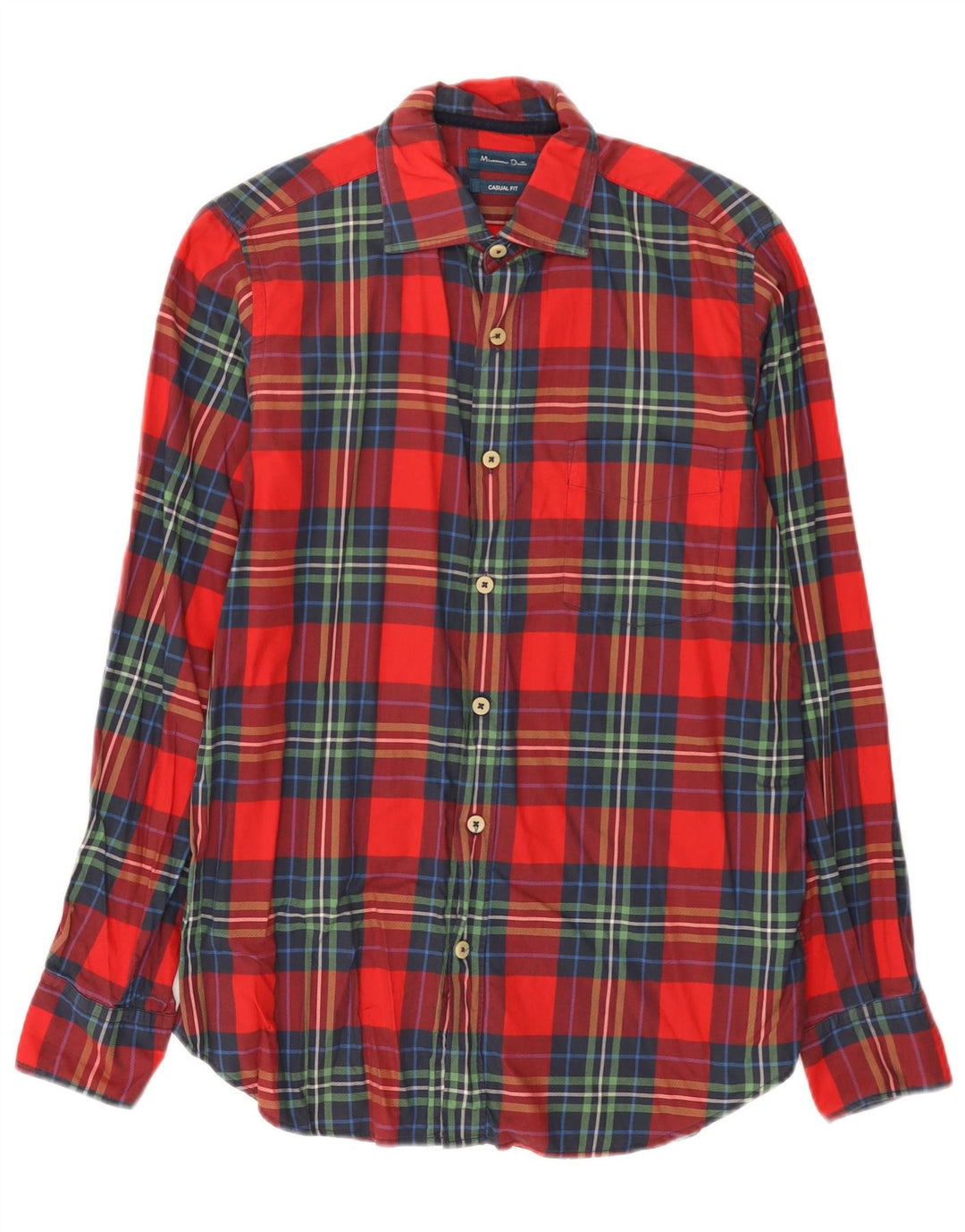 Camisa masculina casual Massimo Dutti xadrez médio vermelho
