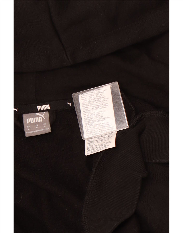 Suéter feminino PUMA com capuz e zíper gráfico UK 16 grande algodão preto