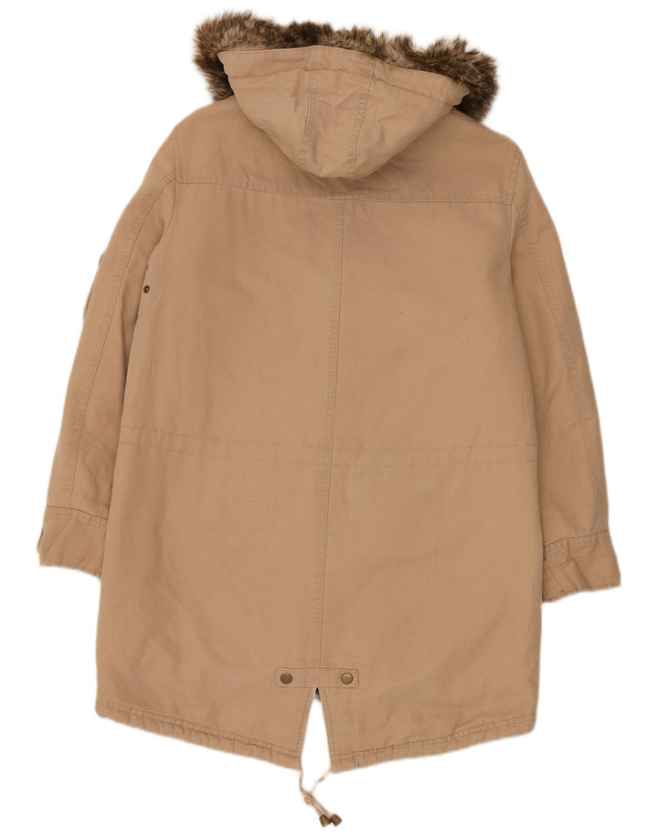 Jaqueta parka feminina com capuz grande Marks & Spencer Reino Unido 10 pequena bege