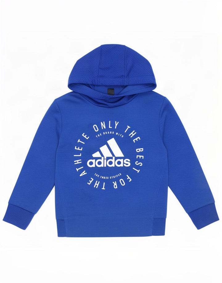 Camisola com capuz gráfico Adidas Boys 5-6 anos azul poliéster