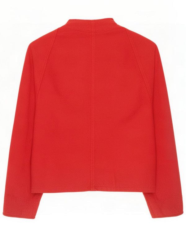 Jaqueta blazer feminina vintage com peito duplo Reino Unido 14 algodão vermelho médio