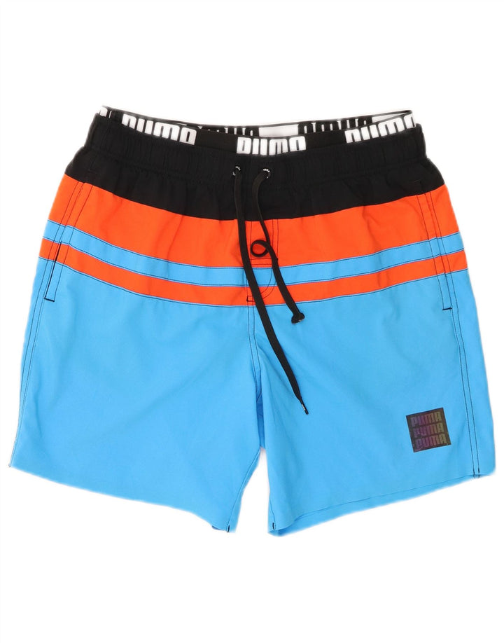 Shorts de natação masculinos Puma Graphic azul médio colorblock poliéster