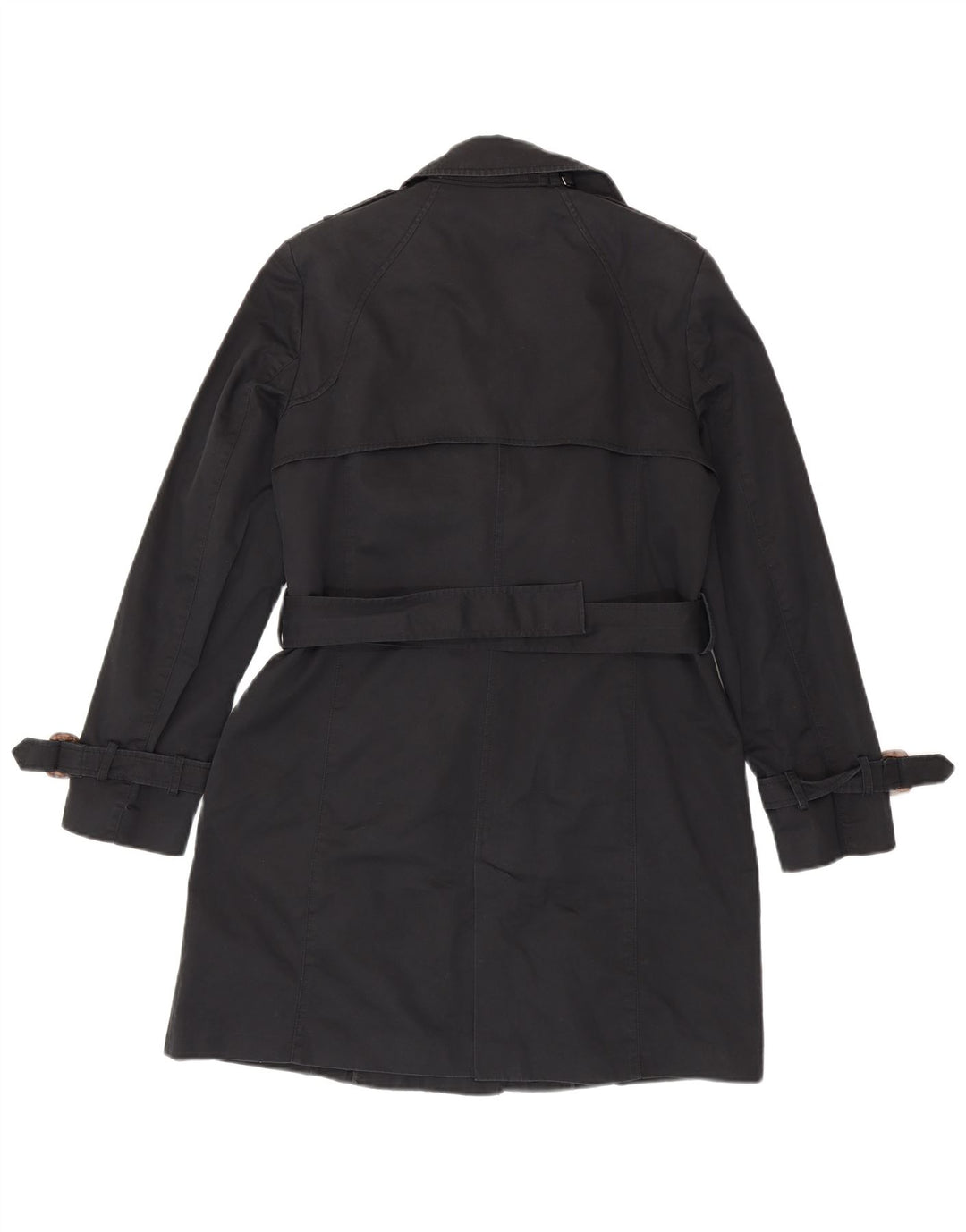 Zara Womens Trench Coat UK 16 Grande Algodão Preto