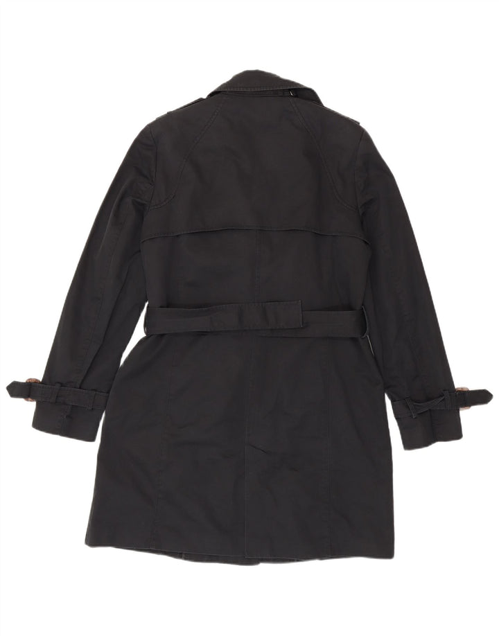 Zara Womens Trench Coat UK 16 Grande Algodão Preto