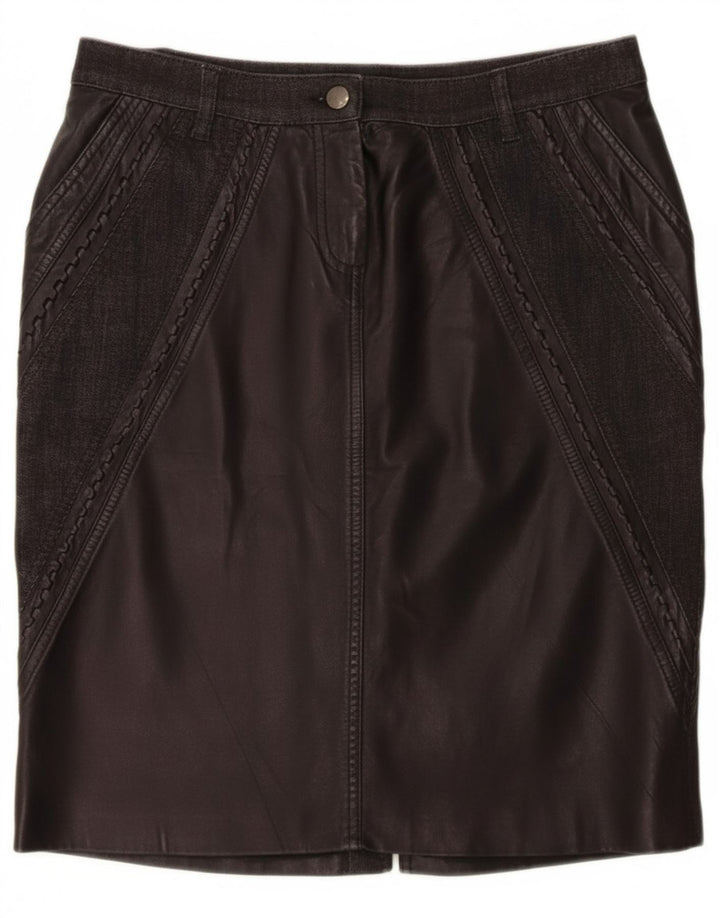Saia feminina ANGELO MARANI IT 42 Médio W32 Preto Patchwork Couro