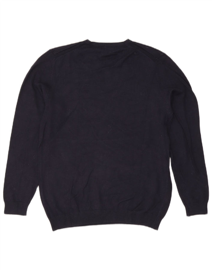 Suéter masculino Zara com decote em V grande azul marinho
