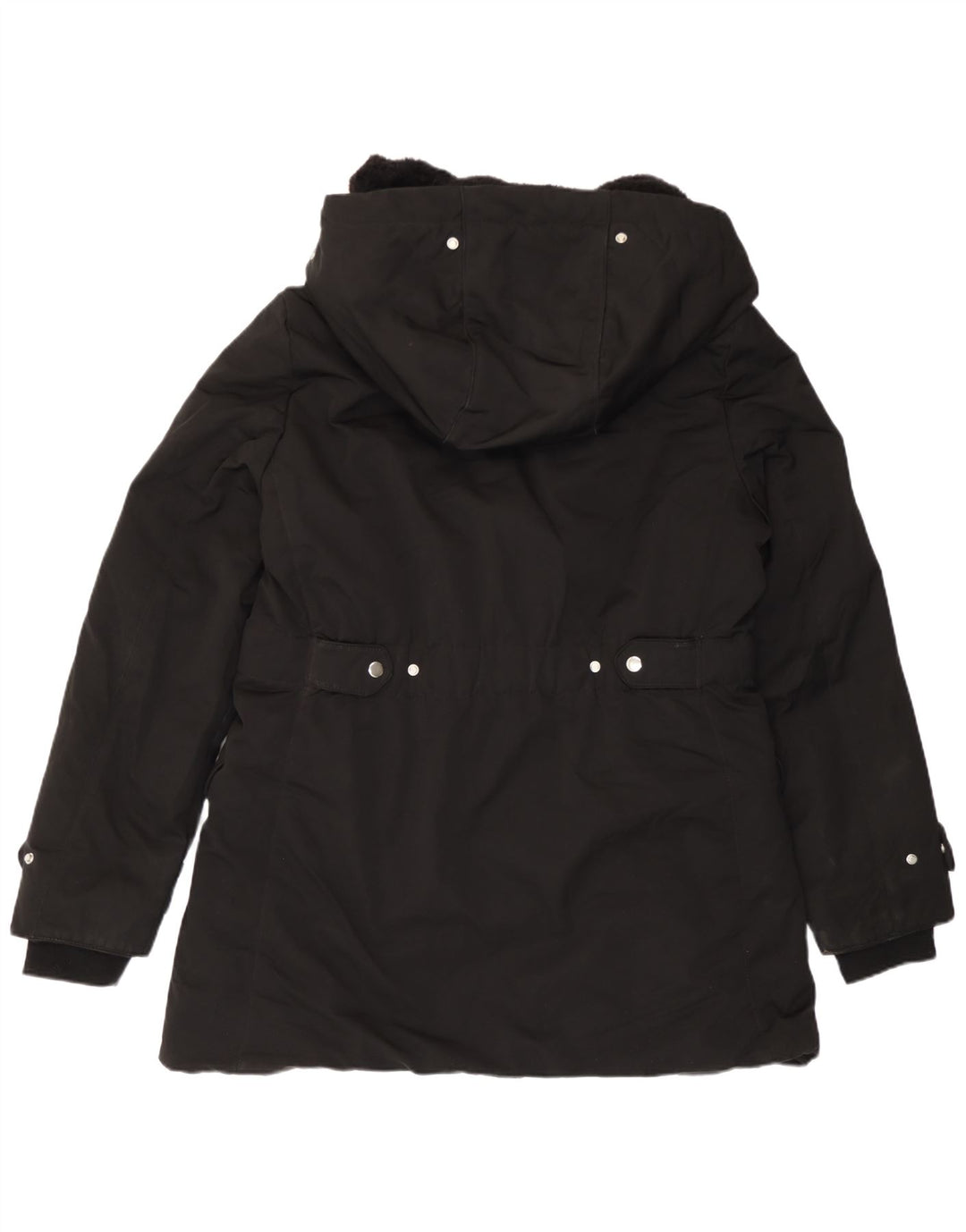 Zara Jaqueta Parka Feminina com Capuz Reino Unido 18 XL Poliéster Preto