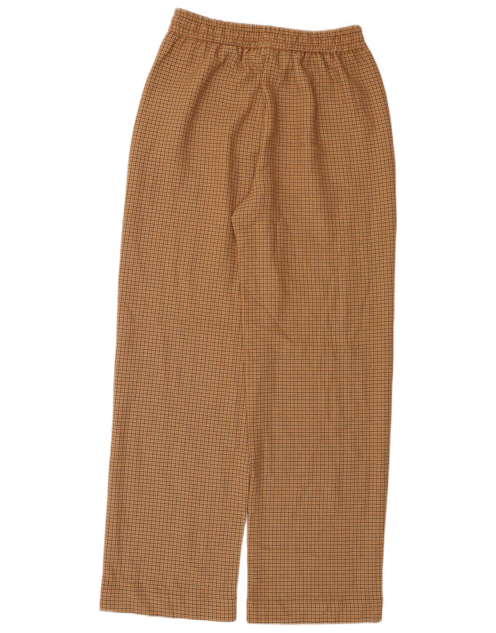 Calça feminina reta casual Zara médio W28 L29 marrom houndstooth