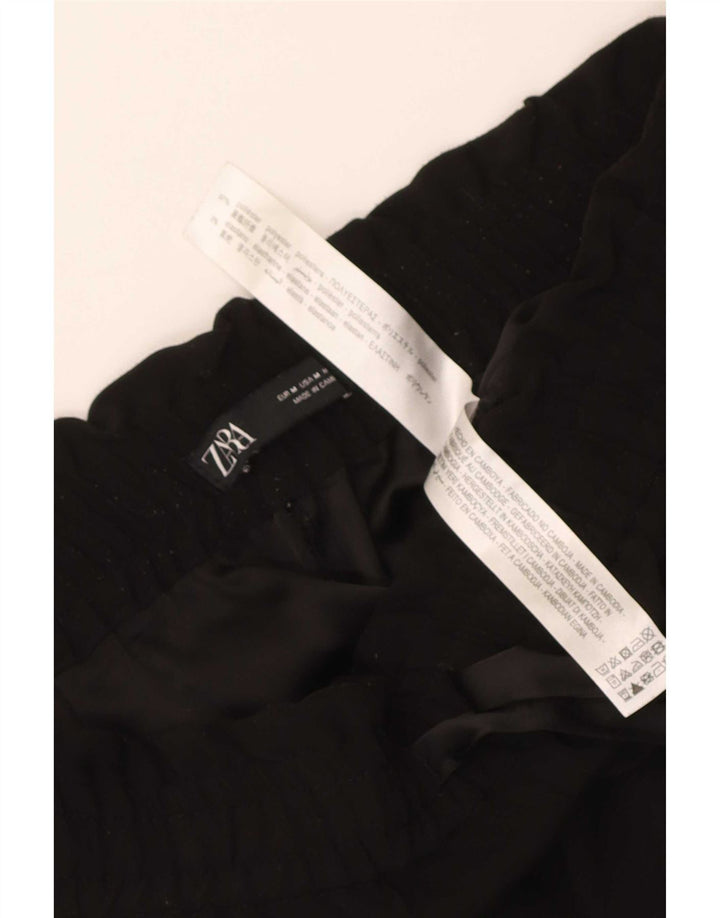 Zara Calça feminina cônica cortada média W28 L25 poliéster preto