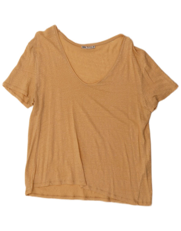 Zara Womens Loose Fit T-Shirt Top UK 18 XL Beige