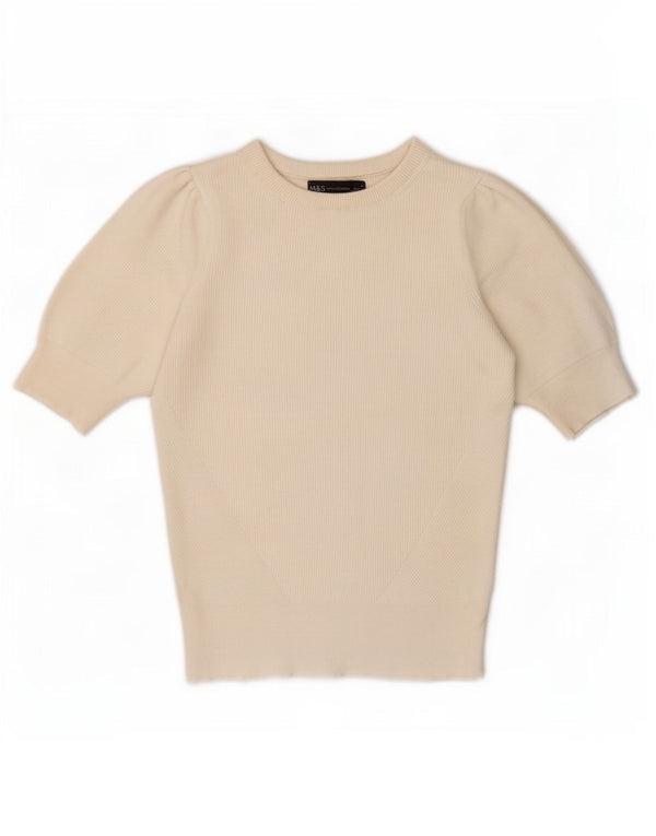 Blusa feminina Marks & Spencer UK 8 pequena viscose off white