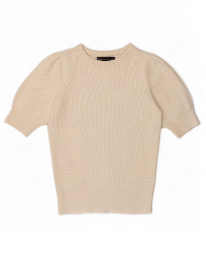 Blusa feminina Marks & Spencer UK 8 pequena viscose off white
