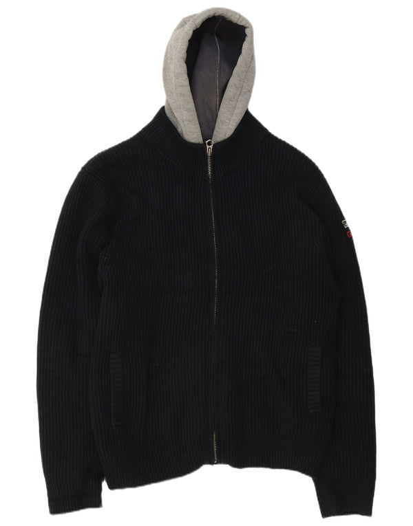 Jaqueta bomber masculina de malha com capuz Scotch & Soda Reino Unido 42 XL preto acrílico