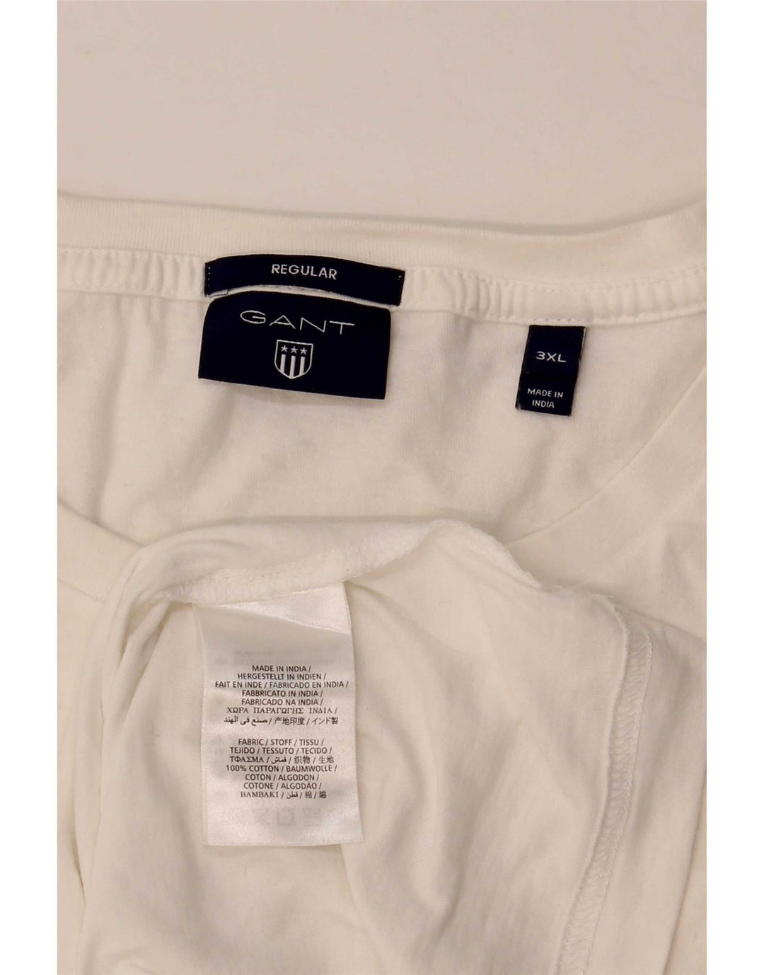 Camiseta masculina Gant Regular Fit Top 3XL algodão branco