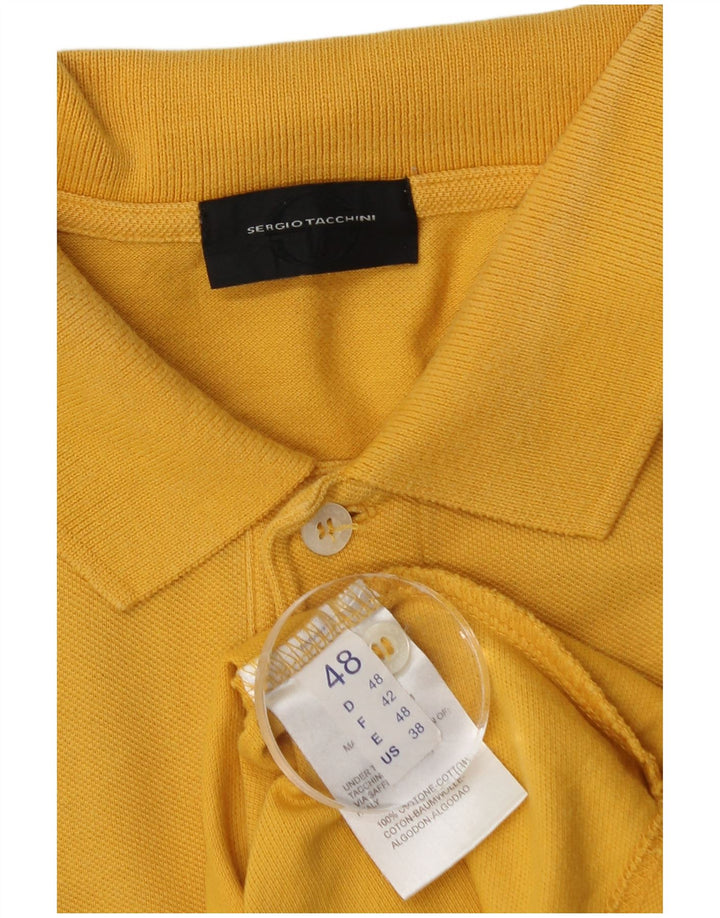 Camisa polo masculina de manga comprida Sergio Tacchini IT 48 algodão amarelo médio
