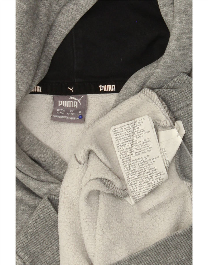 Jumper com capuz gráfico PUMA Boys 13-14 anos algodão cinza