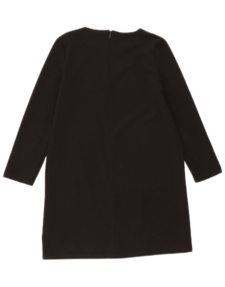 Vestido feminino vintage de manga comprida UK 14 médio preto