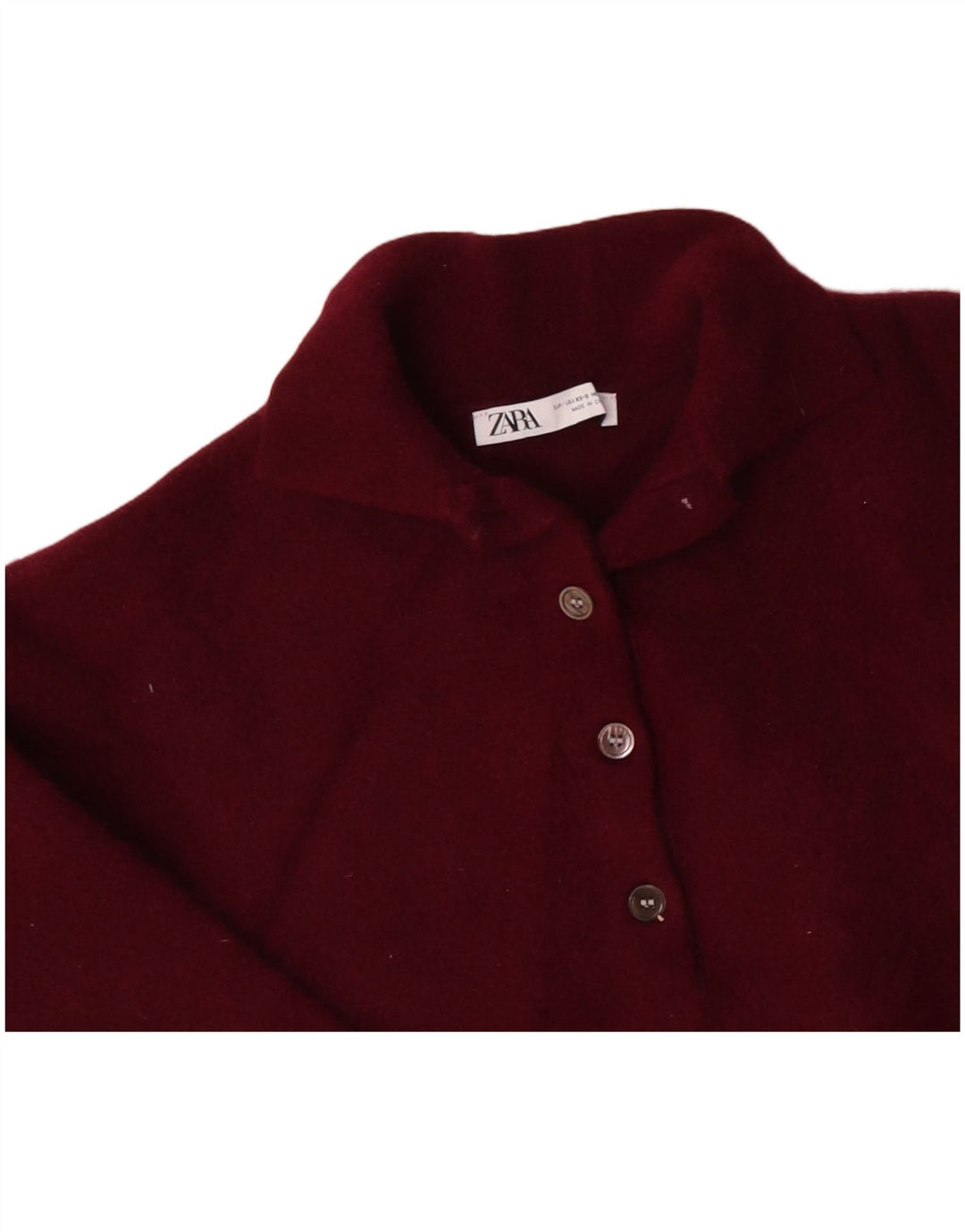 ZARA Suéter feminino oversized com gola polo e gola polo Reino Unido 6 XS lã cor de vinho