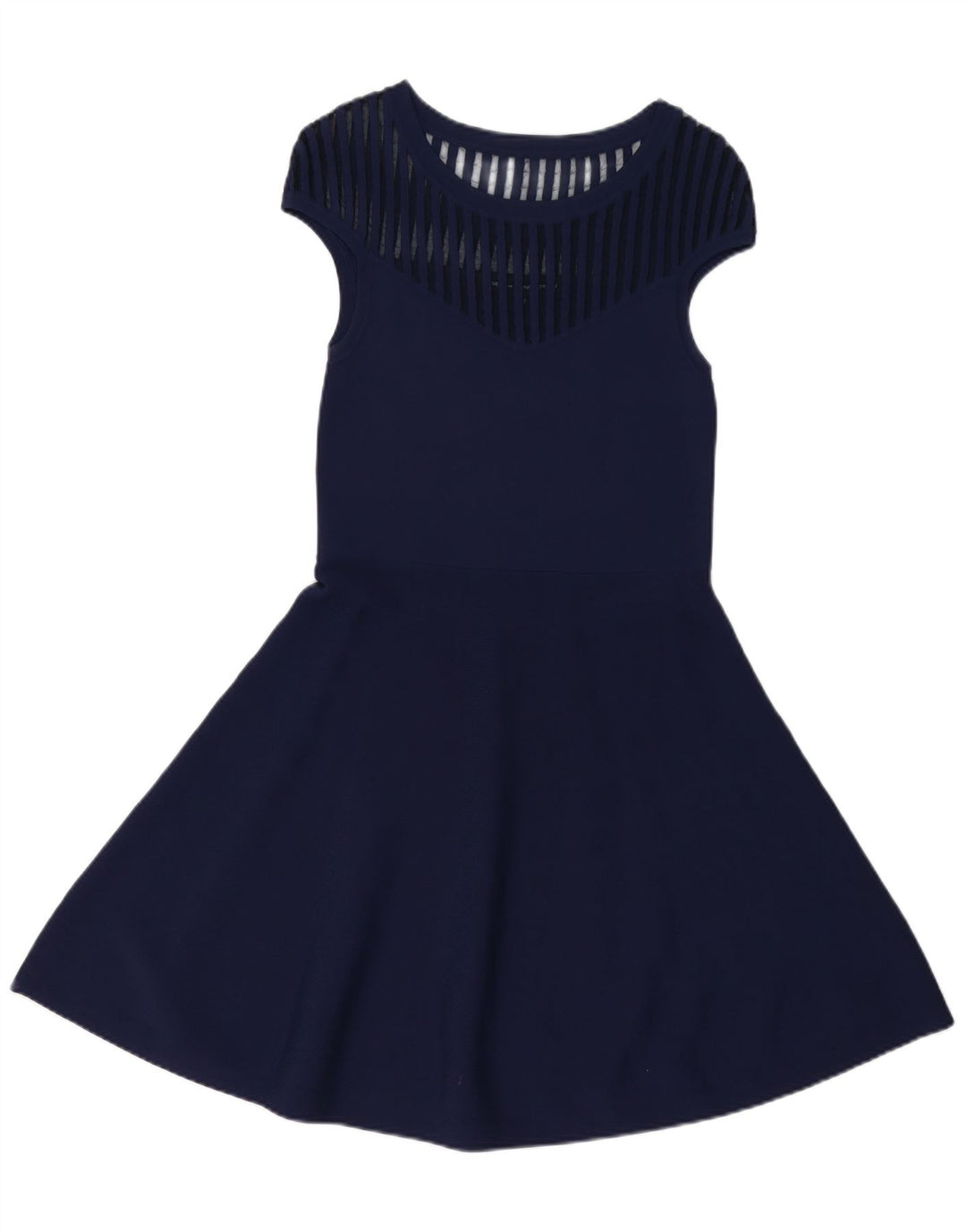 FRENCH CONNECTION Vestido feminino evasê Reino Unido 12 Viscose azul marinho médio
