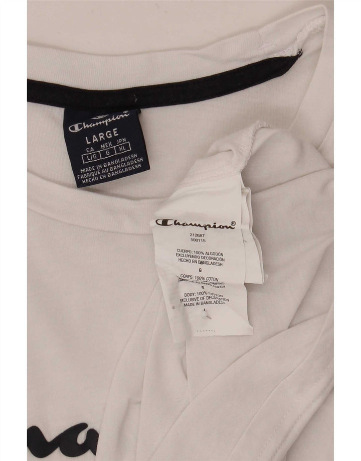 Camiseta masculina estampada Champion grande algodão branco