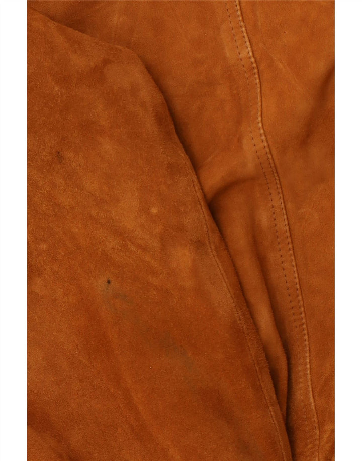 Jaqueta bomber masculina de camurça LAVORAZIONE ARTIGIANA IT 48 couro marrom médio