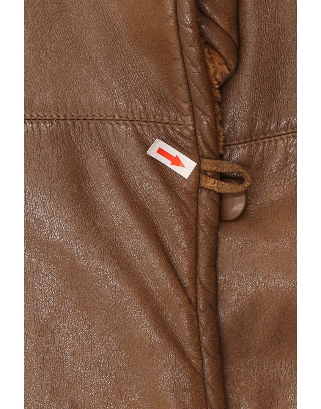 Casaco de couro feminino vintage Reino Unido 14 couro marrom médio