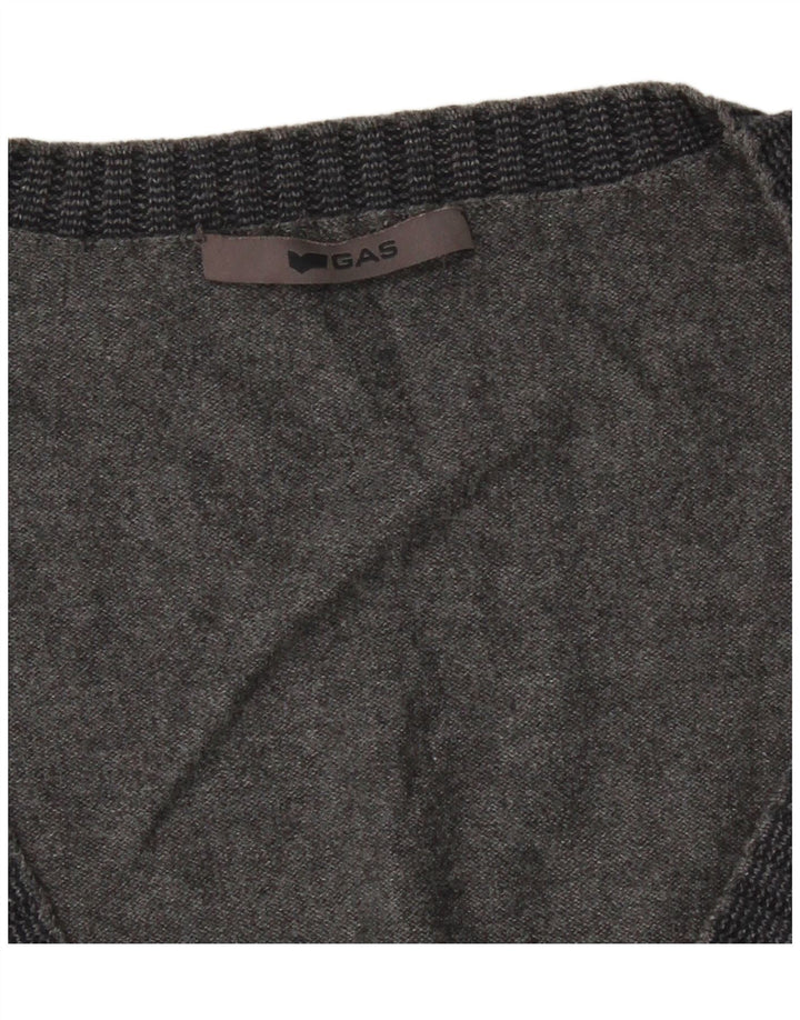 GAS Mens Cardigan Sweater XL Grey Cotton Vintage Gas and Second-Hand Gas from Messina Hembry 